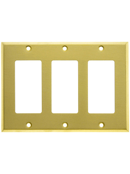 Classic Triple Gang GFI Cover Plate In Satin Brass.